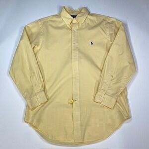 Ralph Lauren Classic Fit‎ Yellow Gingham Check Button Down Shirt Mens 16 32/33